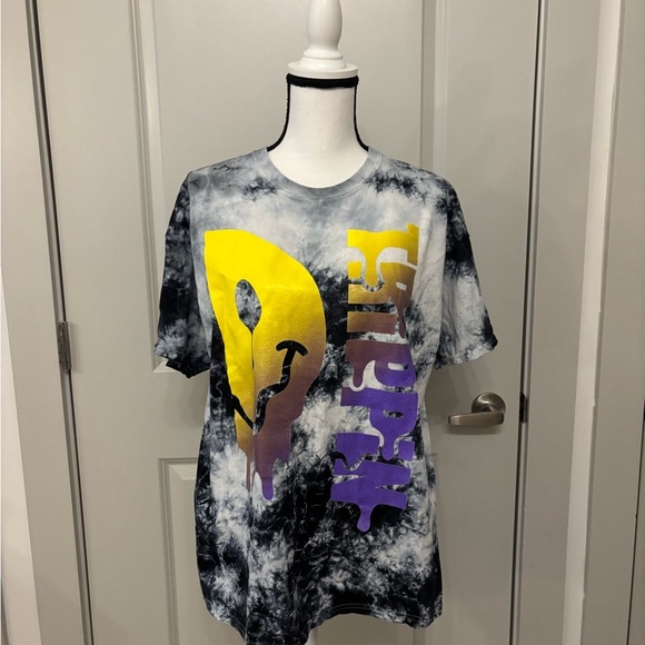 Trippy psychedelic black tie-dye basic tee size XL - Picture 1 of 10